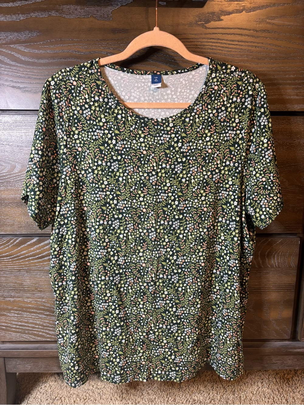Old Navy Green Floral Short Sleeve Tee Lux Tall XL